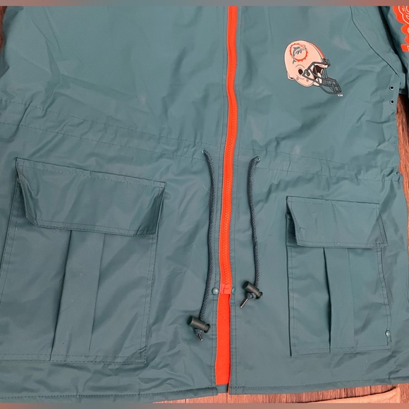 RARE Late 80s Miami Dolphins Vintage NFL Game Day Jacket Zip Hood Teal/Orange - Picture 8 of 16